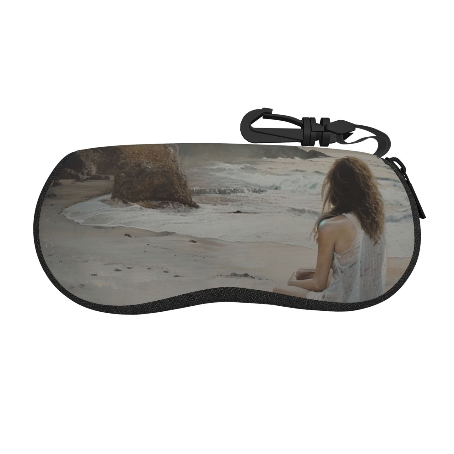 Beach Girl Photography Soft Shell Glasses Case – Zippered Eyewear Pouch with Clip, 6.7x3.1x1.4in