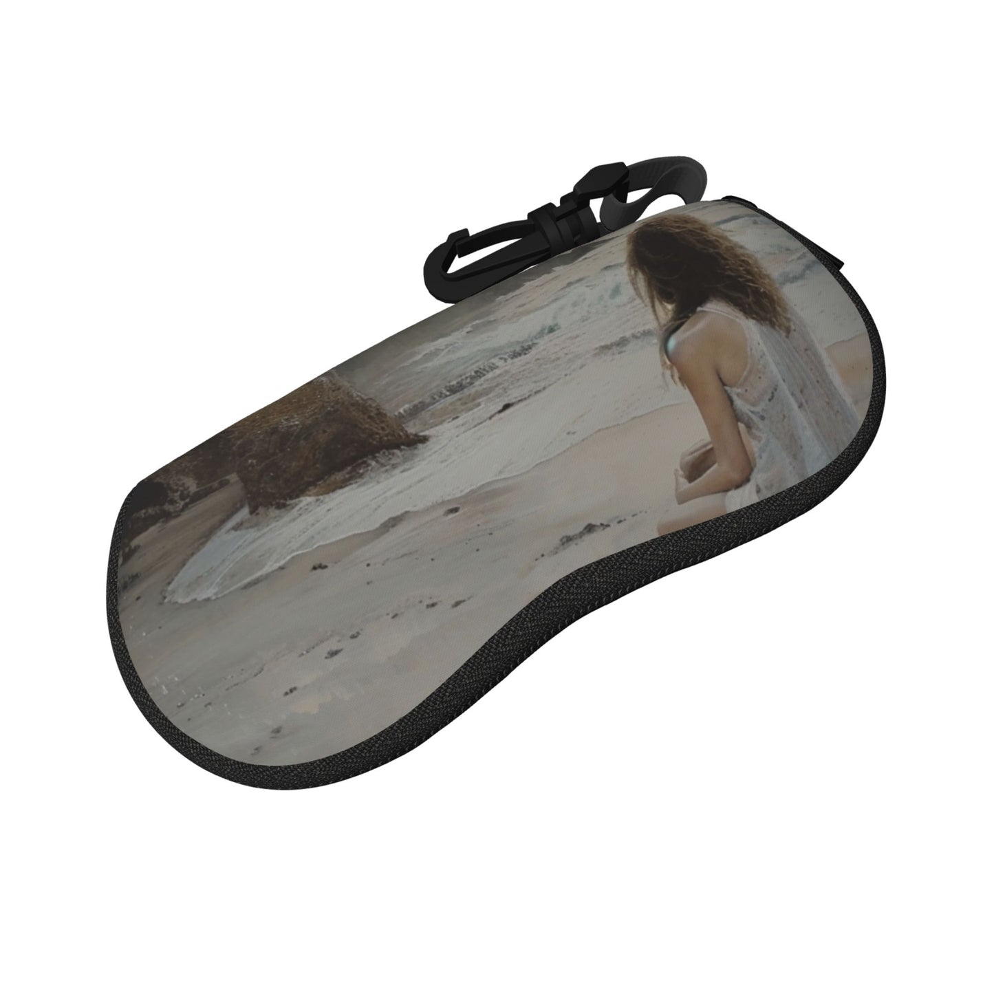 Beach Girl Photography Soft Shell Glasses Case – Zippered Eyewear Pouch with Clip, 6.7x3.1x1.4in